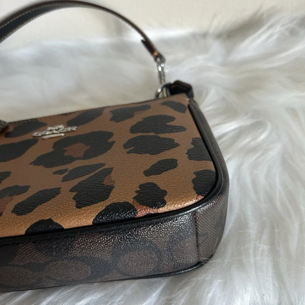 Coach Nolita‎ 19 Leopard Print Brown Coated Canvas Shoulder Bag Excellent - Picture 4 of 8